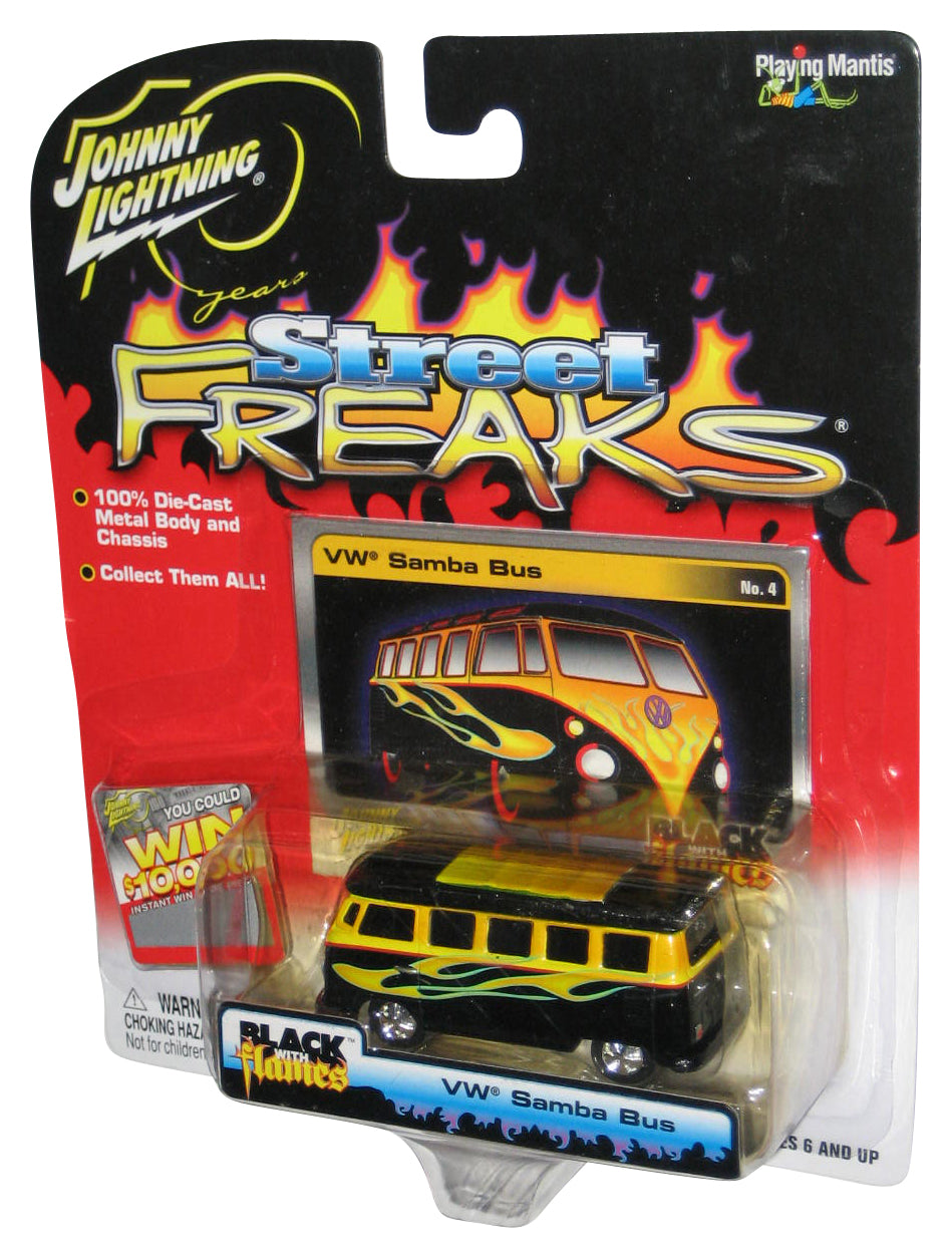 Johnny Lightning Street Freaks (2004) Black & Yellow VW Samba Bus Toy No. 4