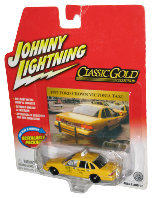 Johnny Lightning Classic Gold (2004) Yellow 1997 Ford Crown Victoria Taxi Toy Car - (Dented Plastic)