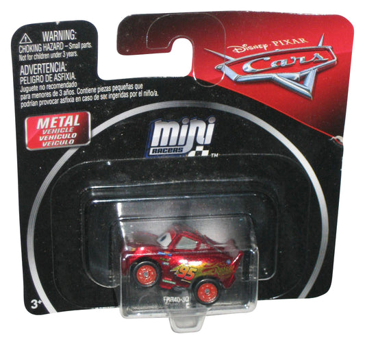 Disney Cars Movie Mini Racers (2017) Metallic Lightning McQueen Metal Toy Car - (Card Minor Wear)