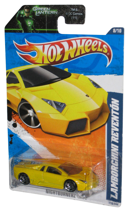 Hot Wheels Nightburnerz 8/10 '11 Lamborghini Reventon Yellow Car 118/244 - (Green Lantern Card)