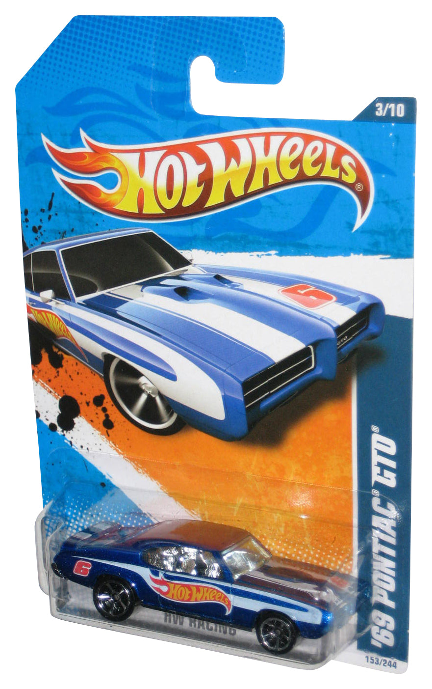 Hot Wheels HW Racing '11 Blue '69 Pontiac GTO Toy Car 153/244