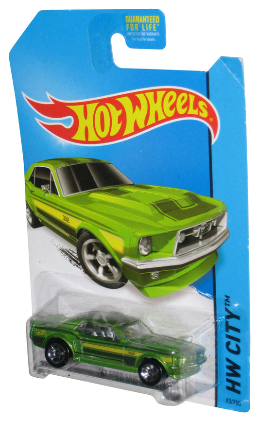 Hot Wheels HW City (2013) Green '67 Ford Mustang Coupe Car 93/250 - (Card Minor Wear)