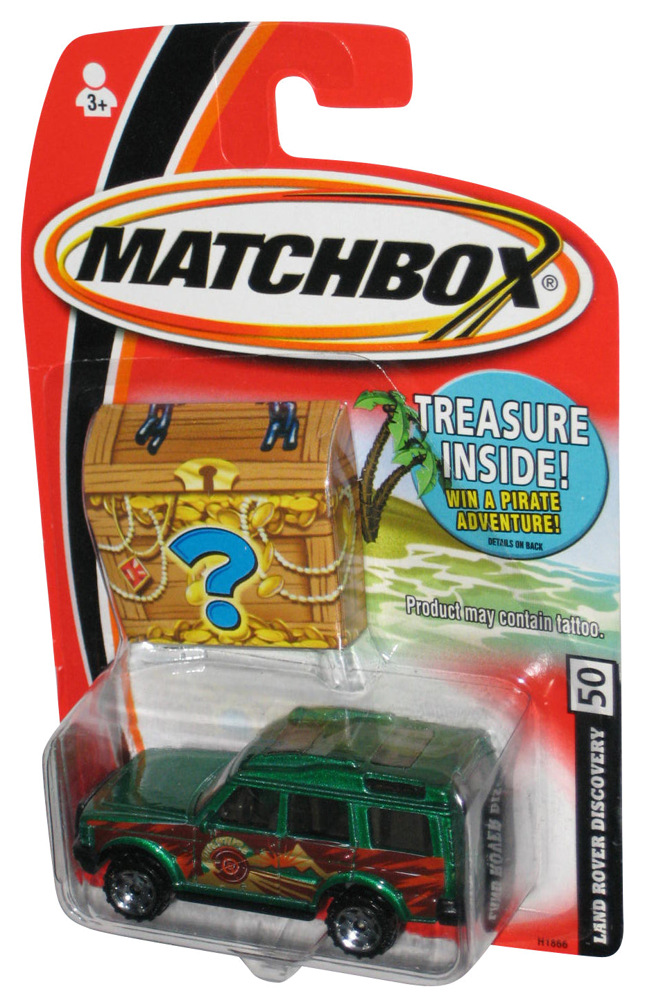 Matchbox Land Rover Discovery Green Toy Car #50 w/ Treasure Chest