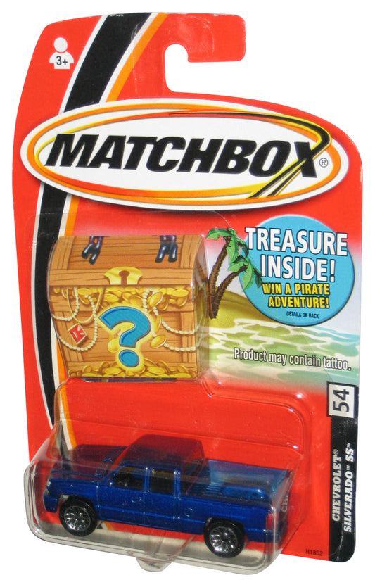 Matchbox Chevrolet Silverado SS Blue Toy Truck #54 w/ Treasure Chest