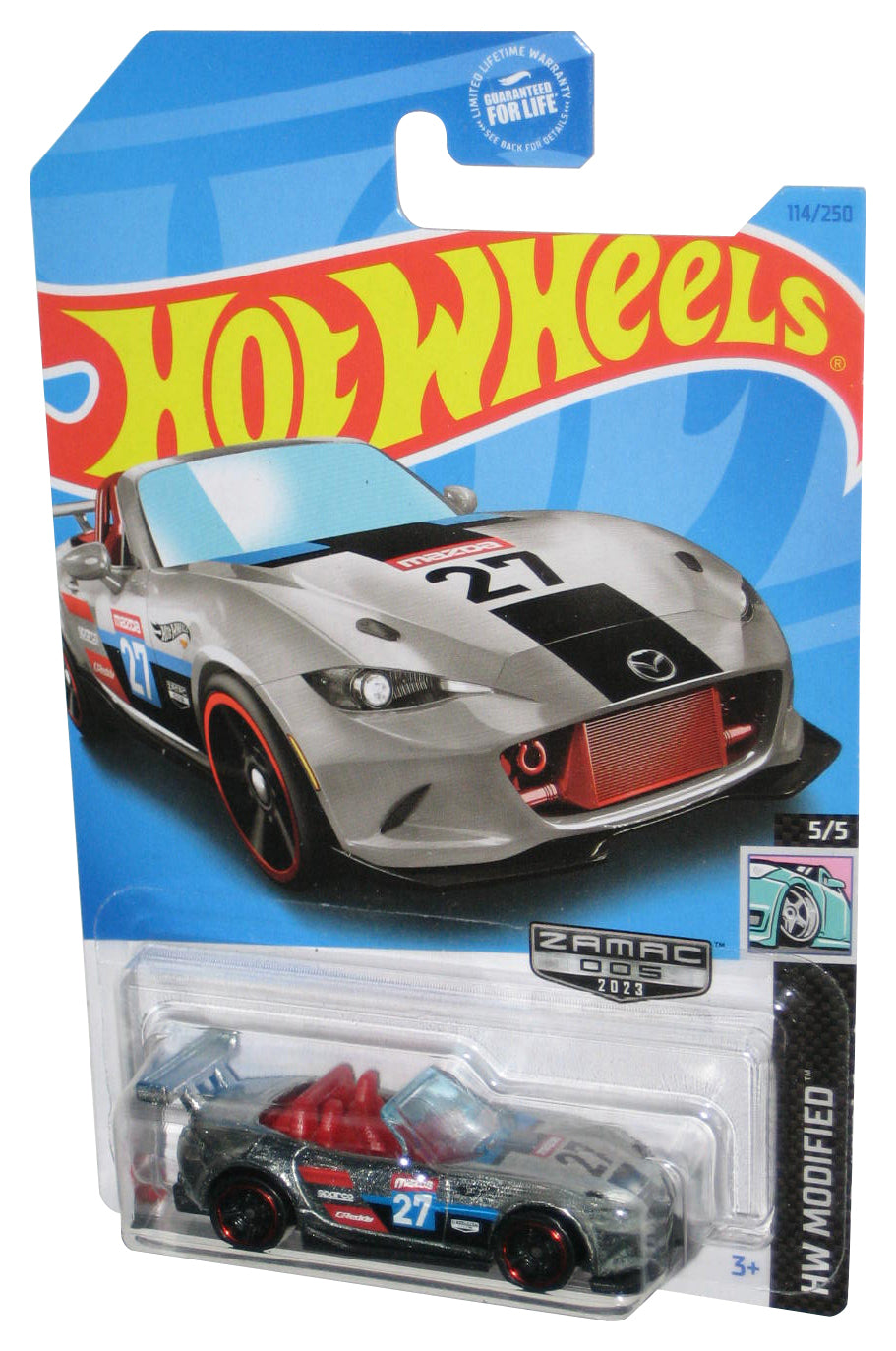 Hot Wheels HW Modified 5/5 (2023) Zamac 005 Silver '15 Mazda MX-5 Miata Toy Car 114/250