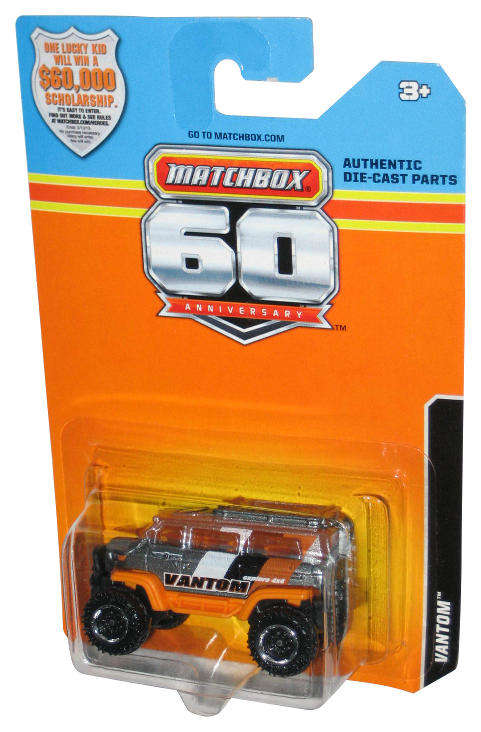 Matchbox 60th Silver & Orange Vantom (2012) Mattel Toy Vehicle