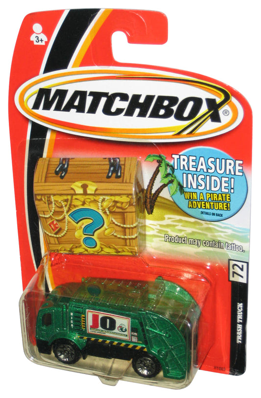 Matchbox Trash Truck (2005) Green Toy Vehicle w/ Treasure Chest