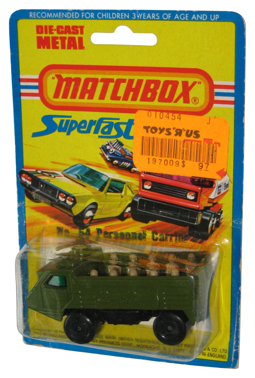 Matchbox Superfast Lesney (1976) Personnel Carrier Green Military Vintage Toy No. 54 - (Damaged Packaging)