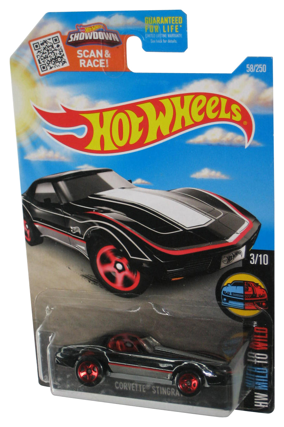Hot Wheels HW Mild To Wild 3/10 (2015) Black Corvette Stingray Toy Car 58/250 - (Spring Card)
