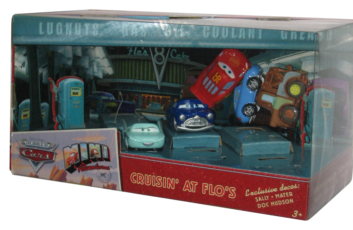 Disney Cars Mini Adventures Cruisin' At Flo's Sally Mater Doc Hudson Toy Car Box Set - (Cars Loose In Packaging)