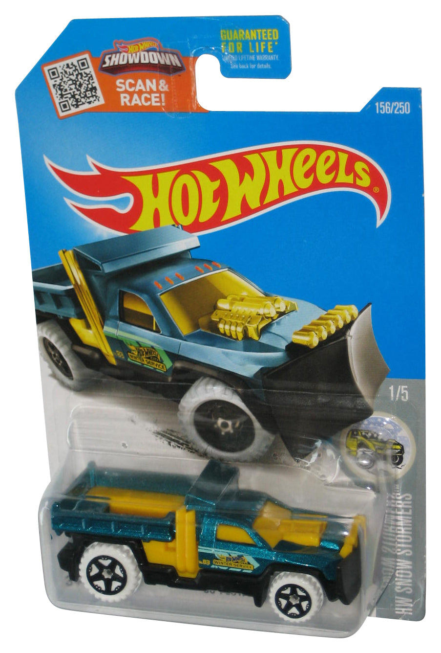 Hot Wheels HW Snow Stormers 4/5 (2015) Teal & Yellow So Plowed Toy Truck 156/250