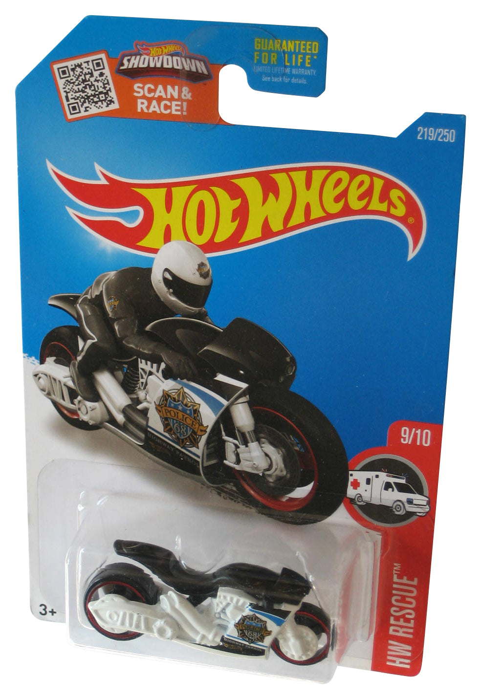 Hot Wheels HW Rescue 9/10 (2015) Black & White Street Stealth Motorcycle Toy Bike 219/250