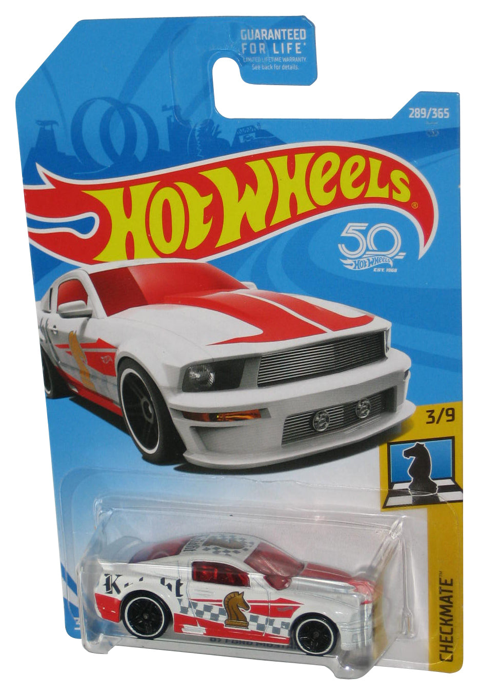 Hot Wheels '07 Ford Mustang (2018) Checkmate 3/9 White Car 289/365