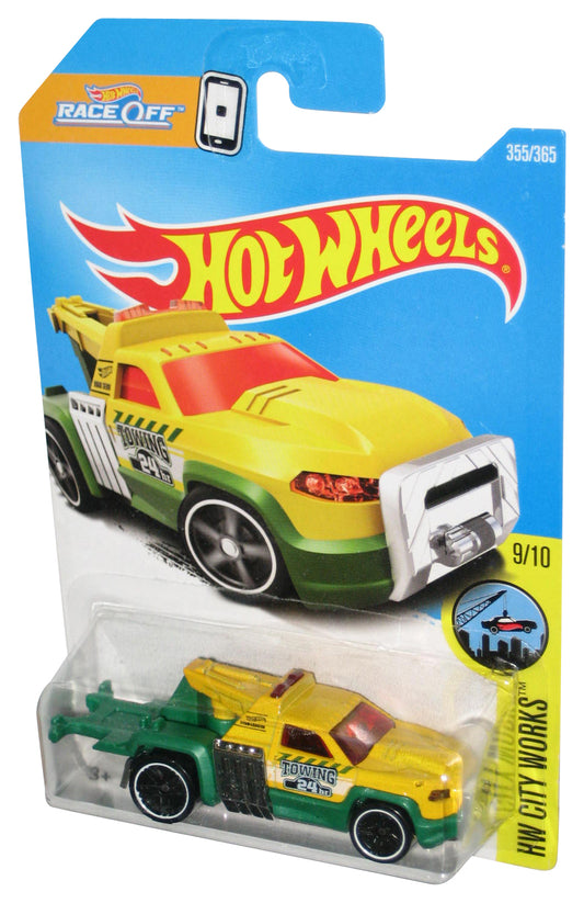 Hot Wheels HW City Works 9/10 (2015) Yellow & Green Repo Duty Toy Car 355/365