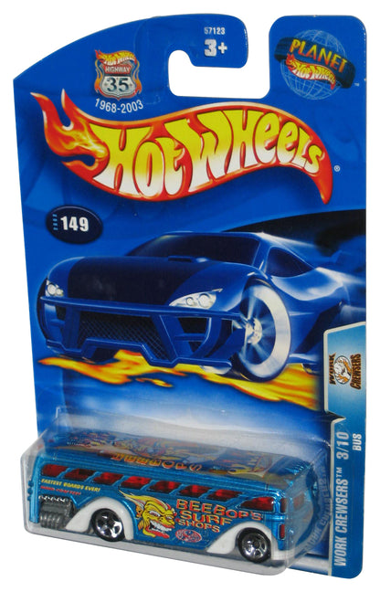 Hot Wheels Work Crewsers 3/10 (2003) Teal Blue Beebop's Surf Shops Toy Bus #149