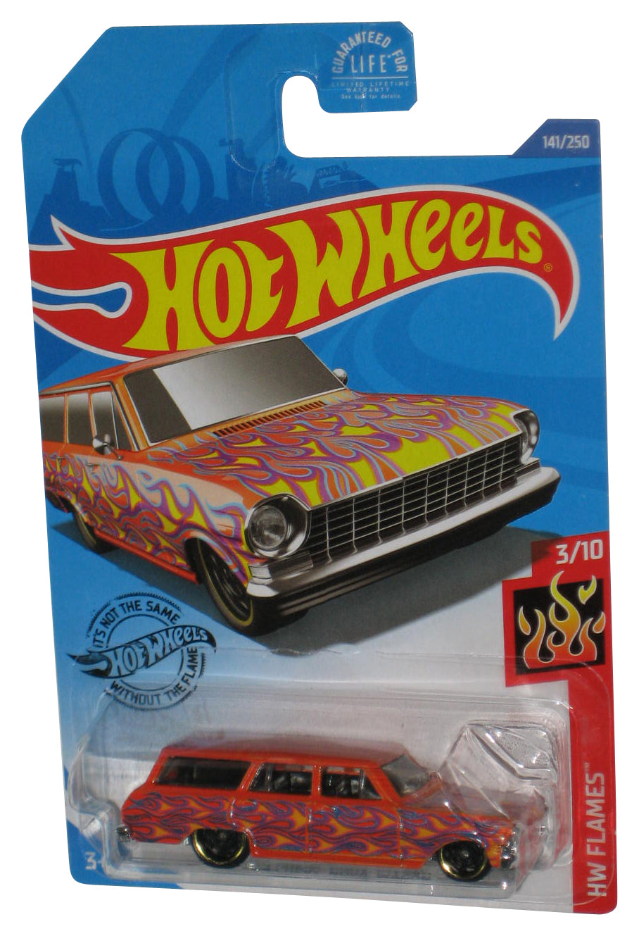 Hot Wheels HW Flames 3/10 (2020) Orange '64 Chevy Nova Wagon Toy Car 141/250