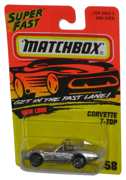 Matchbox Get In The Superfast Lane (1996) New Look Corvette T-Top Silver Toy Car #58