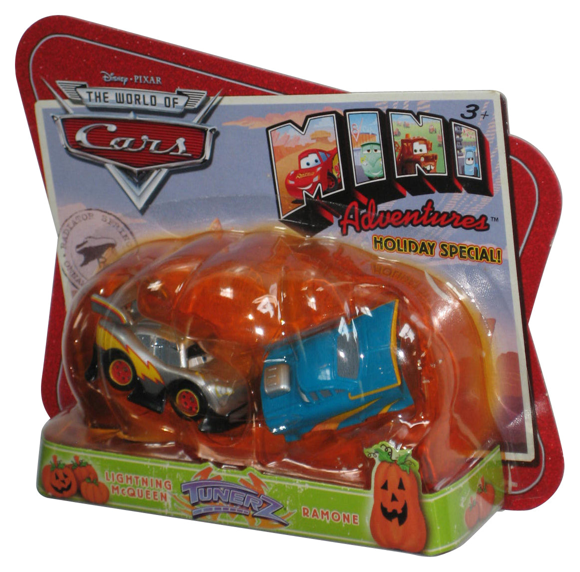 Disney Cars Mini Adventures Silver Lightning McQueen & Blue Ramone Toy Car Set - (Holiday Special Halloween)