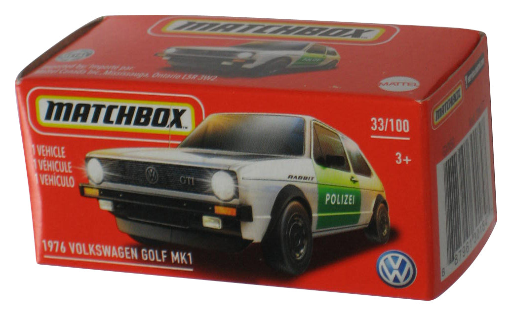 Matchbox 1976 Volkswagen Golf MK1 (2020) White Police Toy Car 33/100 - (Power Grabs Box)