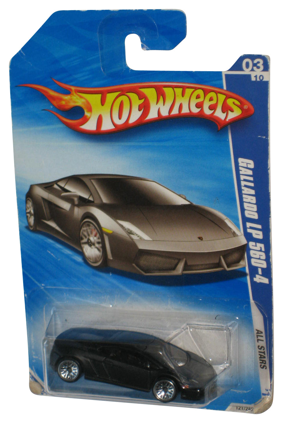 Hot Wheels All Stars '10 03/10 (2009) Black Gallardo LP 560-4 Car 121/240 - (Damaged Packaging)