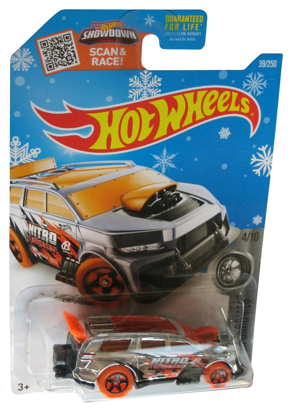 Hot Wheels Super Chromes 4/10 (2015) Nitro Tailgater Toy Car 39/250 - (Snowflake Card)