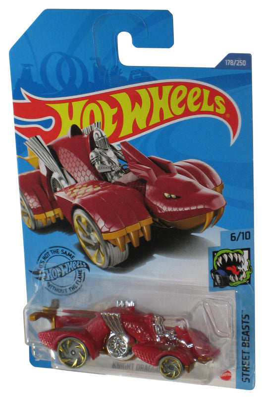 Hot Wheels Street Beasts 6/10 (2018) Red Knight Draggin' Toy Car 178/250