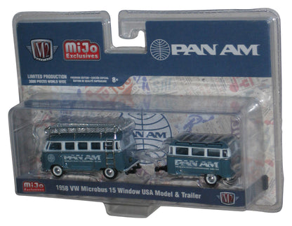 M2 Mijo Exclusive Pan Am (2020) 1958 VW Microbus 15 Window USA Model & Trailer Toy Car Pack