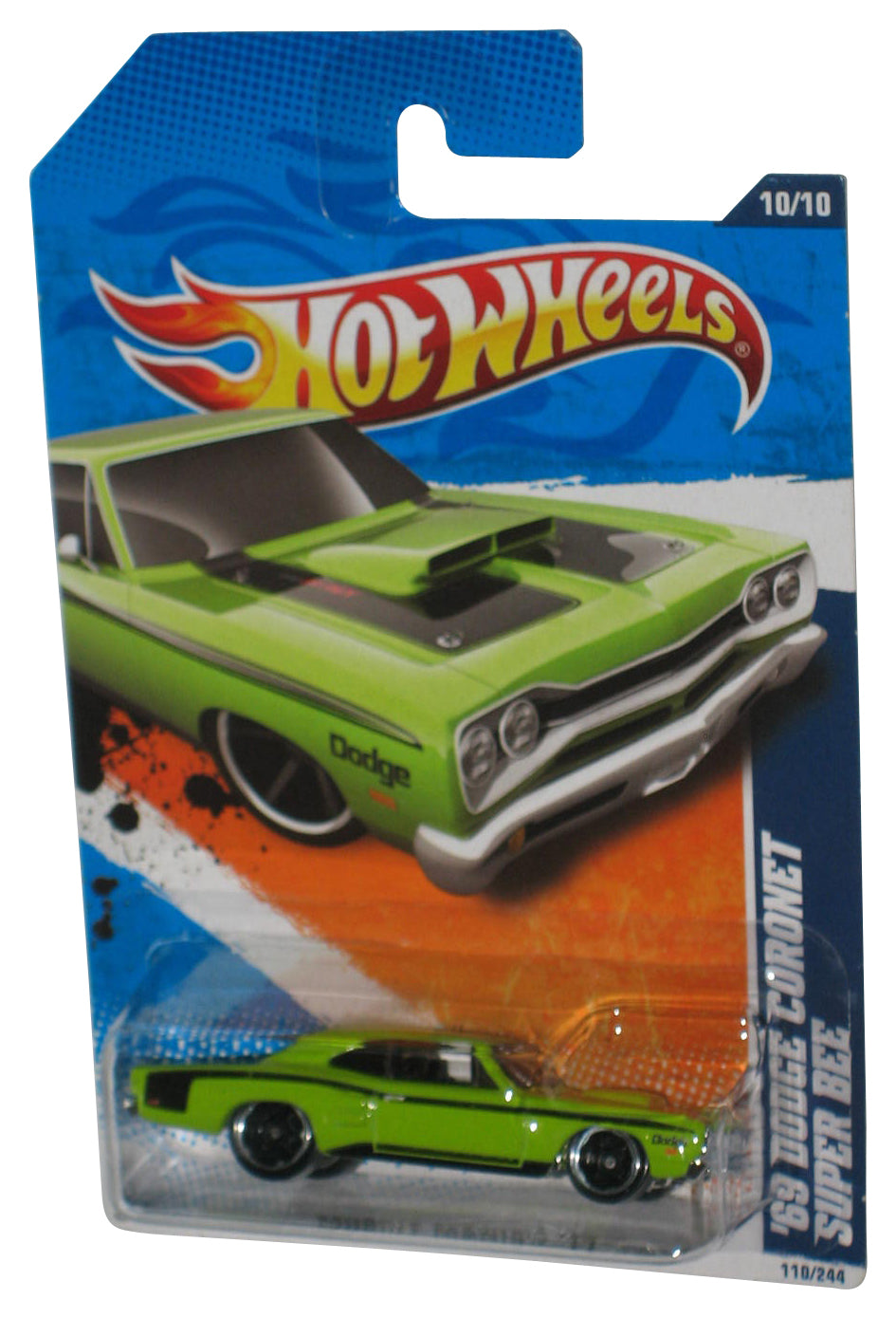 Hot Wheels Muscle Mania '11 Green '69 Dodge Coronet Super Bee Toy Car 110/244