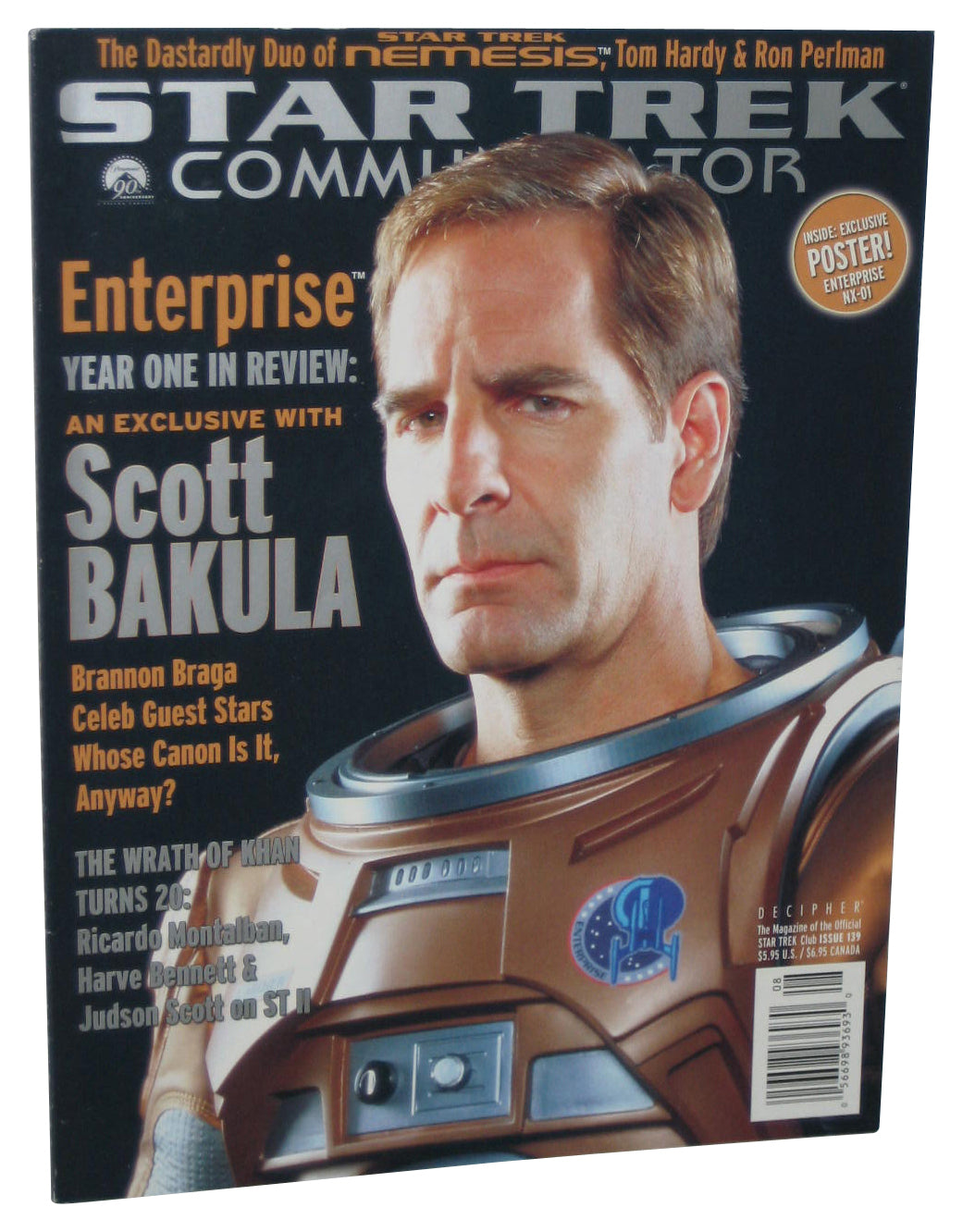 Star Trek Communicator (2003) Official Magazine Book Issue 139 w/ Poster - (Scott Bakula Cover)