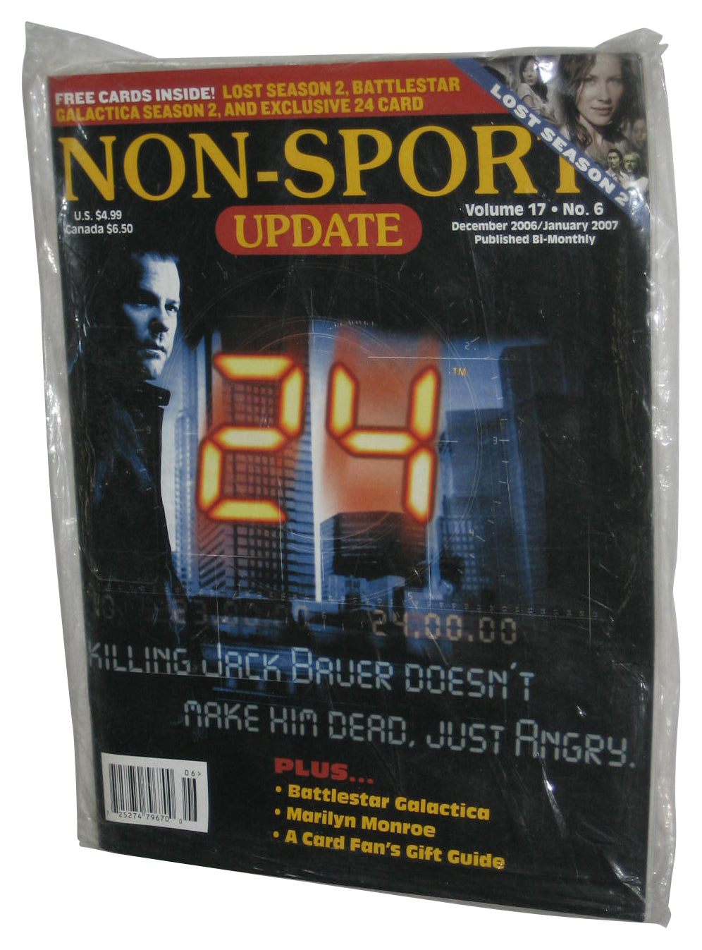 Non-Sport Update Magazine Book Vol. 17 No. 6 w/ Free Cards - (TV Series 24 Jack Buaer Cover)