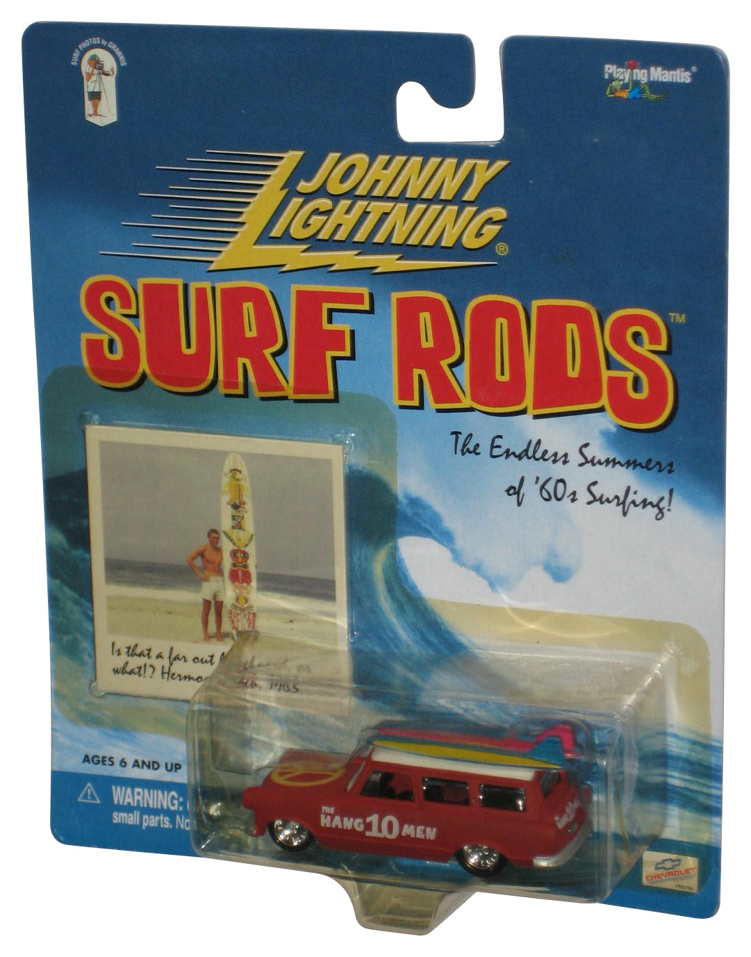 Johnny Lightning Surf Rods (2000) Red The Hang 10 Men AMC Rambler Station Wagon Toy Car w/ Surf Board