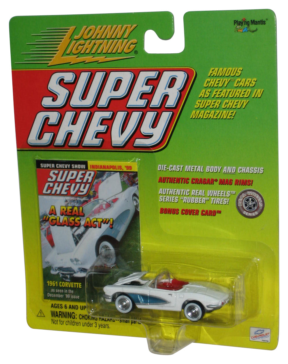 Johnny Lightning Super Chevy (2000) White 1961 Corvette Toy Car