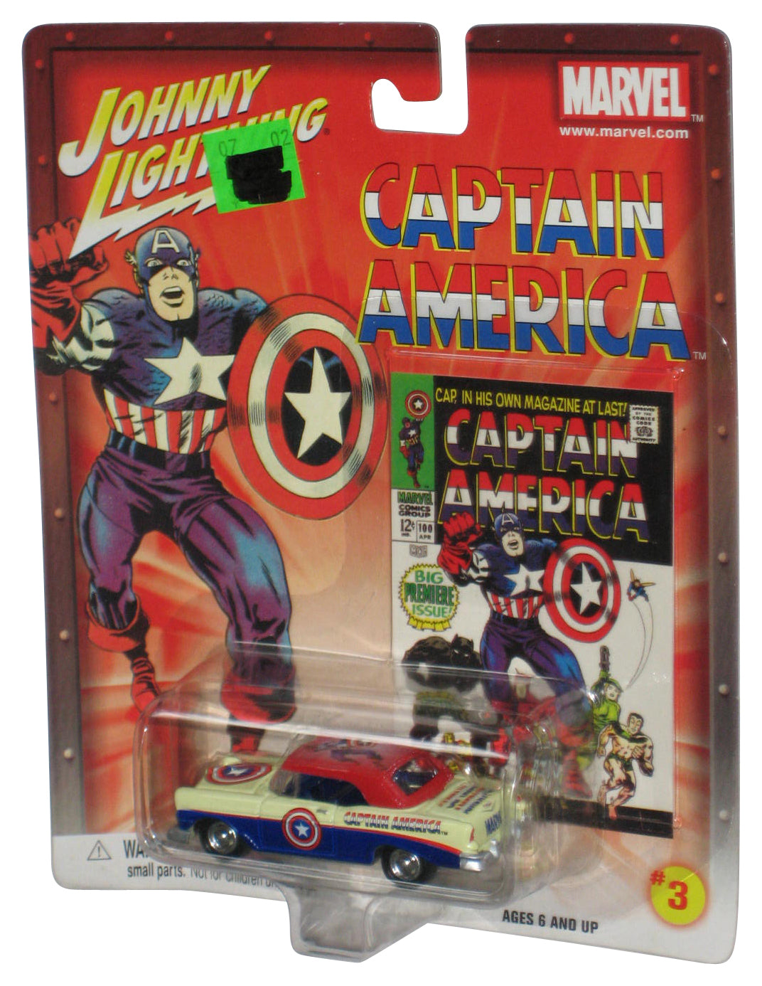 Marvel Captain America #100 Johnny Lightning (2002) '56 Chevy Convertible Toy Car #3