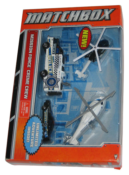 Matchbox Mission Force (2011) Crime Crew Helicopter Truck Car Toy Box Set