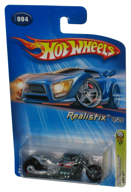 Hot Wheels Realistix 4/20 (2005) First Editions Airy 8 Silver Toy Motorcycle Bike #004