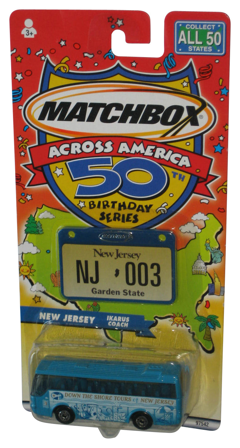 Matchbox Across America 50th Birthday (2001) New Jersey Blue Ikarus Coach Bus Toy