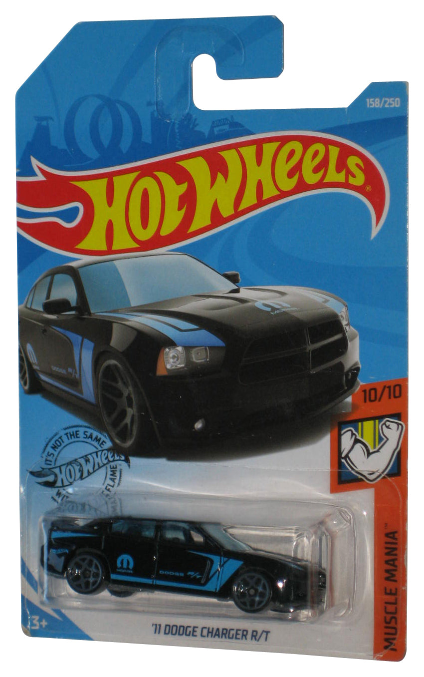 Hot Wheels Muscle Mania 10/10 (2017) Black '11 Dodge Charger R/T Toy Car 158/250