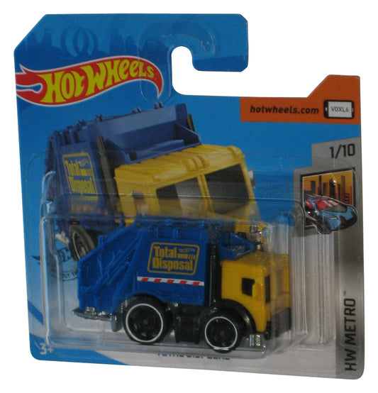 Hot Wheels Total Disposal Yellow & Blue Garbage Truck (2020) HW Metro Toy 55/250 - (Short Card)