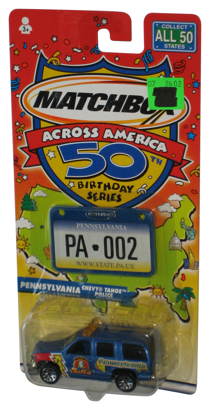 Matchbox Across America 50th Birthday (2001) Blue Pennsylvania Chevy Tahoe Police Electric Truck