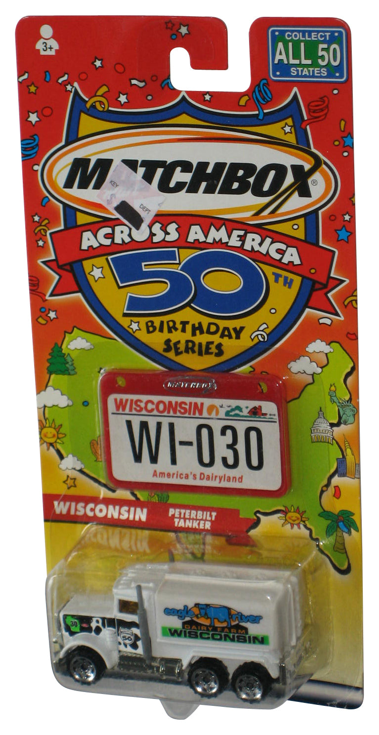 Matchbox Across America 50th Birthday (2001) Wisconsin White Peterbilt Tanker Dairy Farm Toy