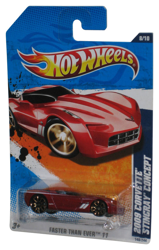 Hot Wheels Faster Than Ever '11 (2010) Red 2009 Corvette Stingray Concept Car 148/244