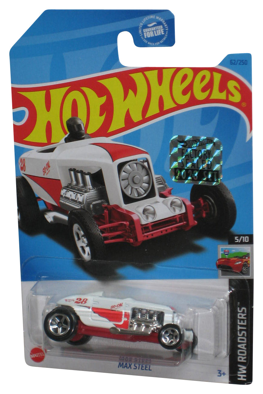 Hot Wheels HW Roadsters 5/10 (2021) White Max Steel Toy Car 62/250 - (Factory Sealed Sticker)