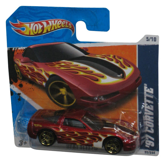 Hot Wheels Heat Fleet 5/10 (2010) Red '97 Corvette Toy Car 95/244 - (Short Card)
