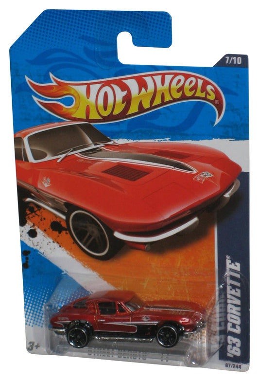 Hot Wheels Street Beasts '11 7/10 (2010) Red '63 Corvette Toy Car 87/244