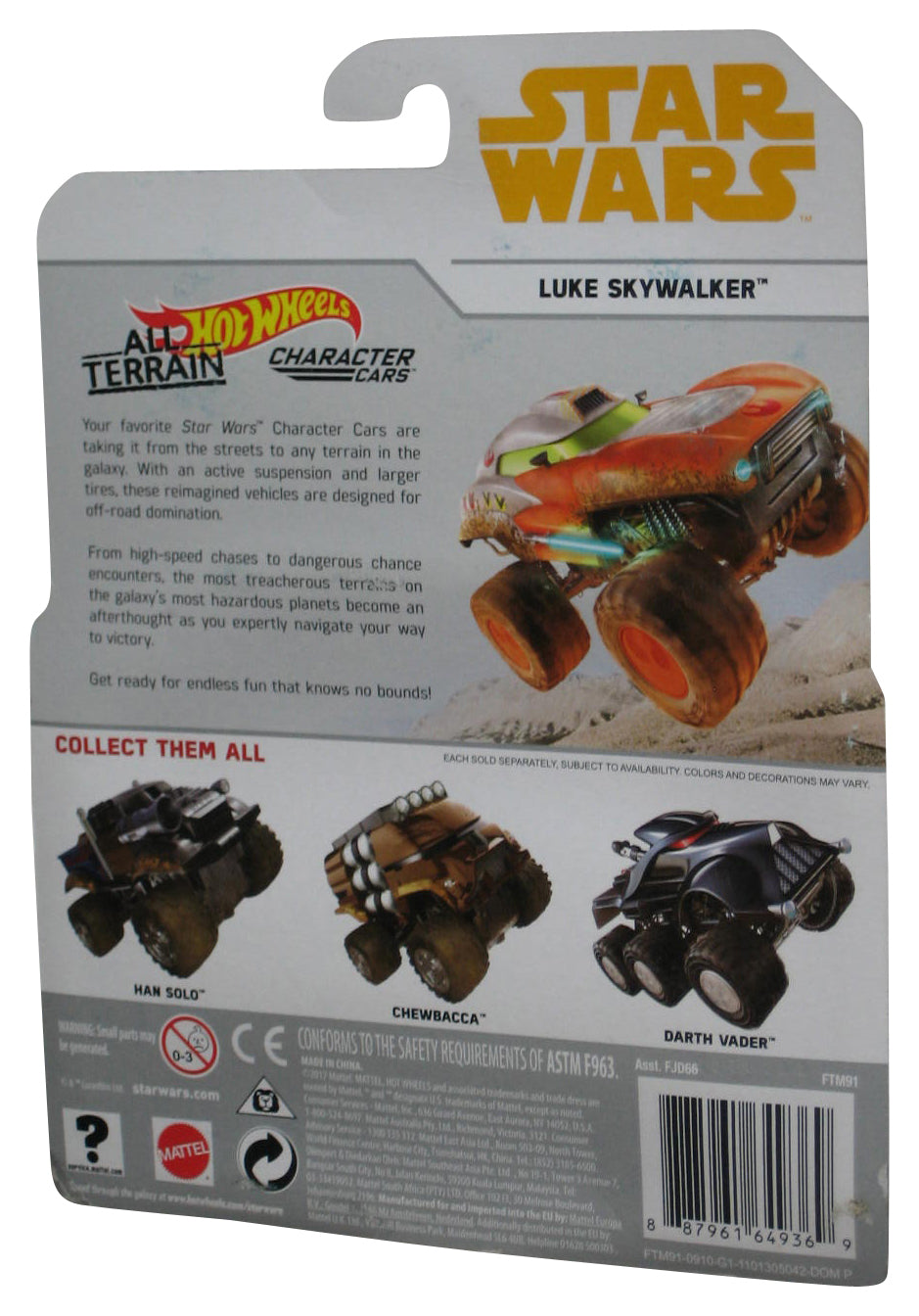 Star Wars Character Cars Luke Skywalker (2017) Hot Wheels All Terrain Toy Vehicle