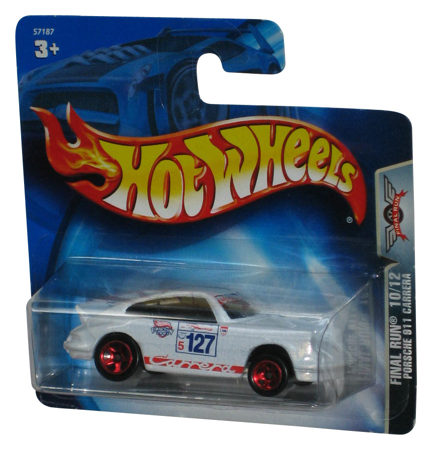 Hot Wheels Final Run 10/12 (2003) White Porsche 911 Carrera Toy Car #204 - (Short Card)