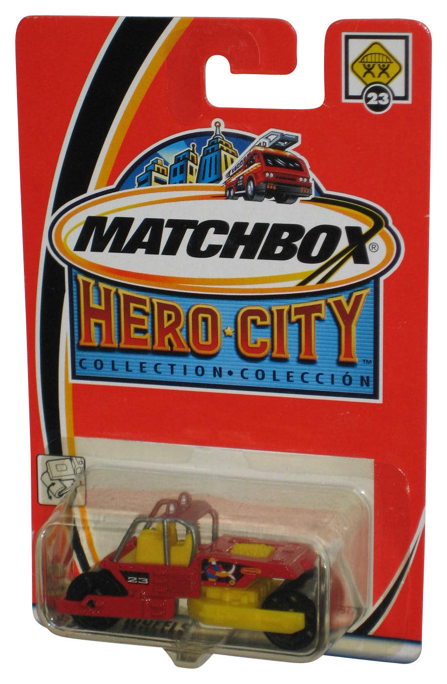 Matchbox Hero City (2002) Red & Yellow Road Roller Paver Toy #23