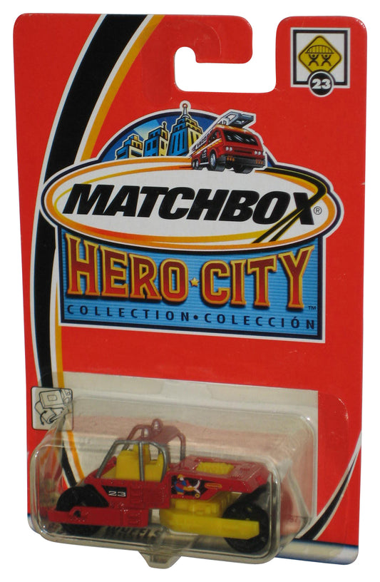 Matchbox Hero City (2002) Red & Yellow Road Roller Paver Toy #23