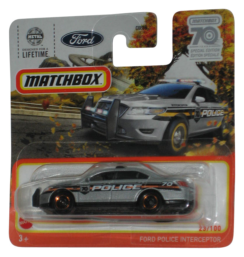 Matchbox Ford Police Interceptor (2022) Mattel Silver Toy Car 23/100 - (Short Card)