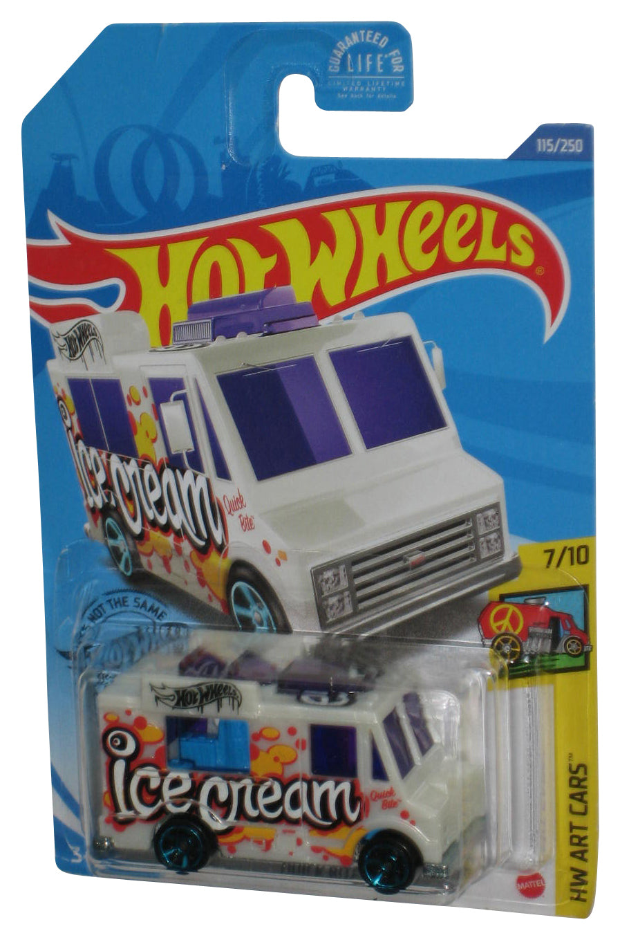 Hot Wheels Quick Bite Ice Cream HW Art 7/10 (2017) Die-Cast White Toy Truck 115/250 - (Minor Wear)